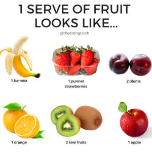 What one serve of fruit looks like for various fruit