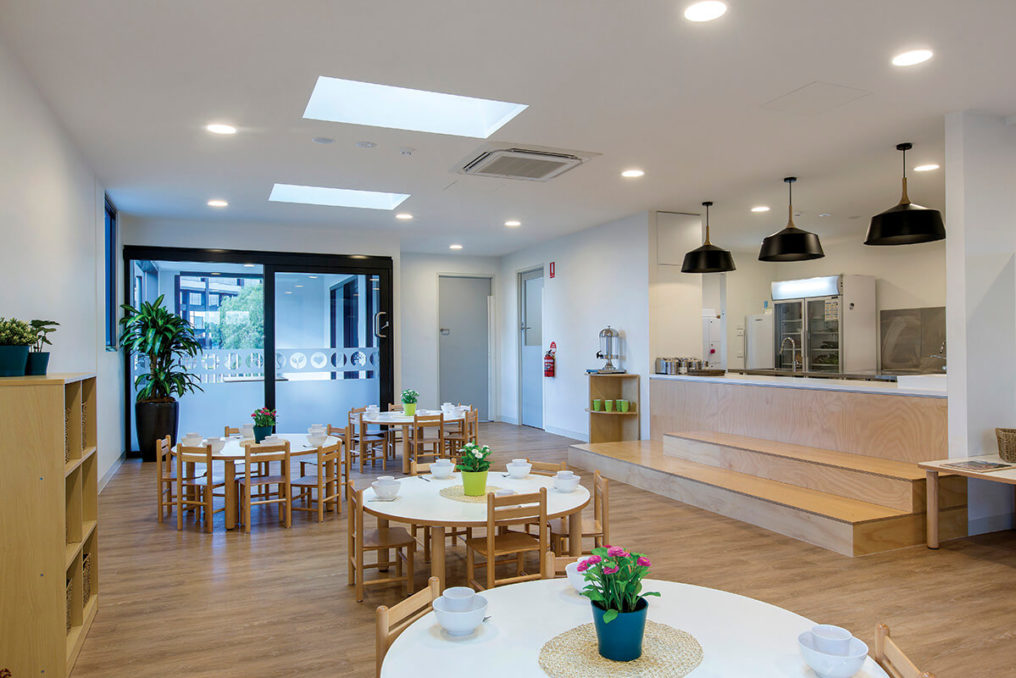 kitchen and indoor dining