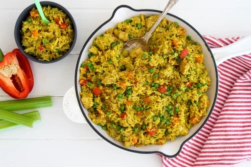 Rainbow chicken pilaf