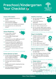 Preschool Kinder Tour Checklist