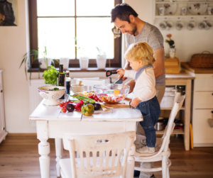 Child helping prep food